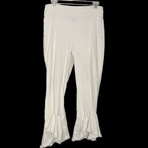 White Stretch Pull On Denim Layered Flared Bell Bottoms Size 6